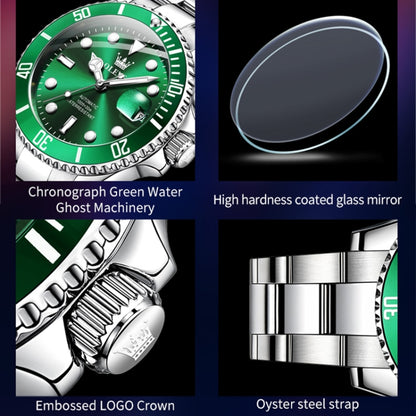 OLEVS 6650 Men Luminous Waterproof Mechanical Watch(Green) - Metal Strap Watches by OLEVS | Online Shopping UK | buy2fix