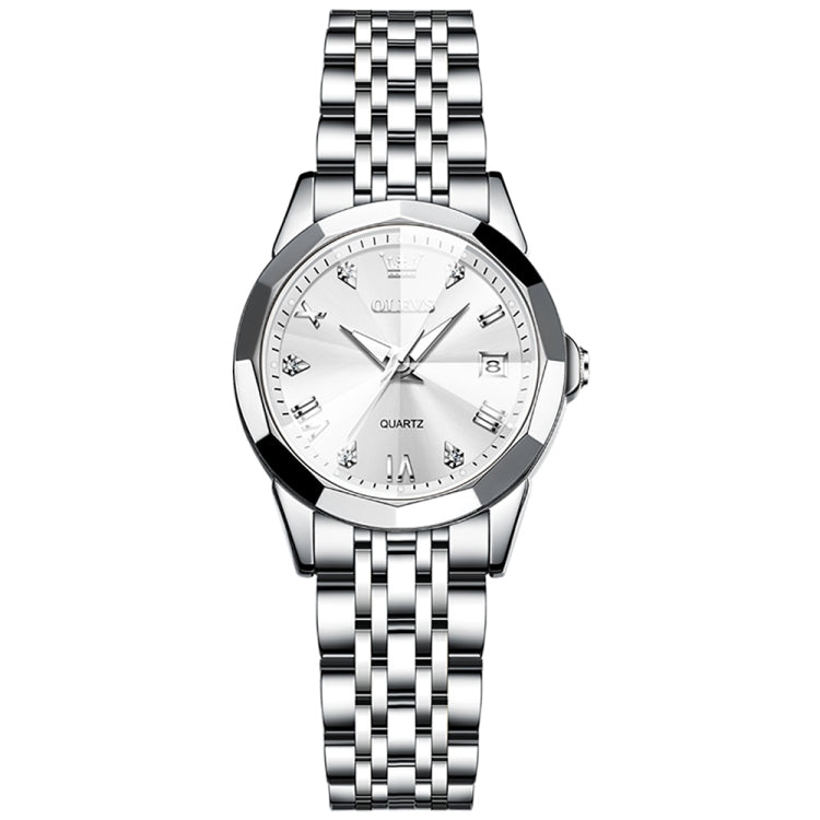 OLEVS 9931 Women Butterfly Buckle Luminous Waterproof Quartz Watch(White + Silver) - Metal Strap Watches by OLEVS | Online Shopping UK | buy2fix