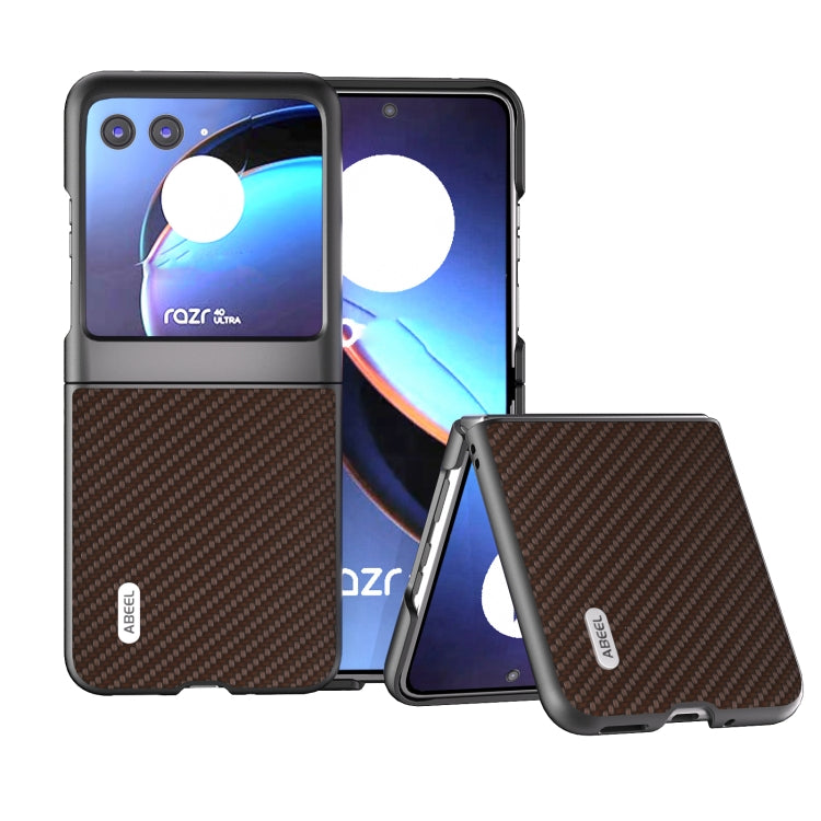 For Motorola Razr 40 Ultra ABEEL Carbon Fiber Texture Protective Phone Case(Dark Brown) - Motorola Cases by buy2fix | Online Shopping UK | buy2fix