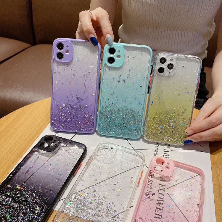 For iPhone 12 mini Starry Gradient Glitter Powder TPU Phone Case(Yellow) - iPhone 12 mini Cases by buy2fix | Online Shopping UK | buy2fix