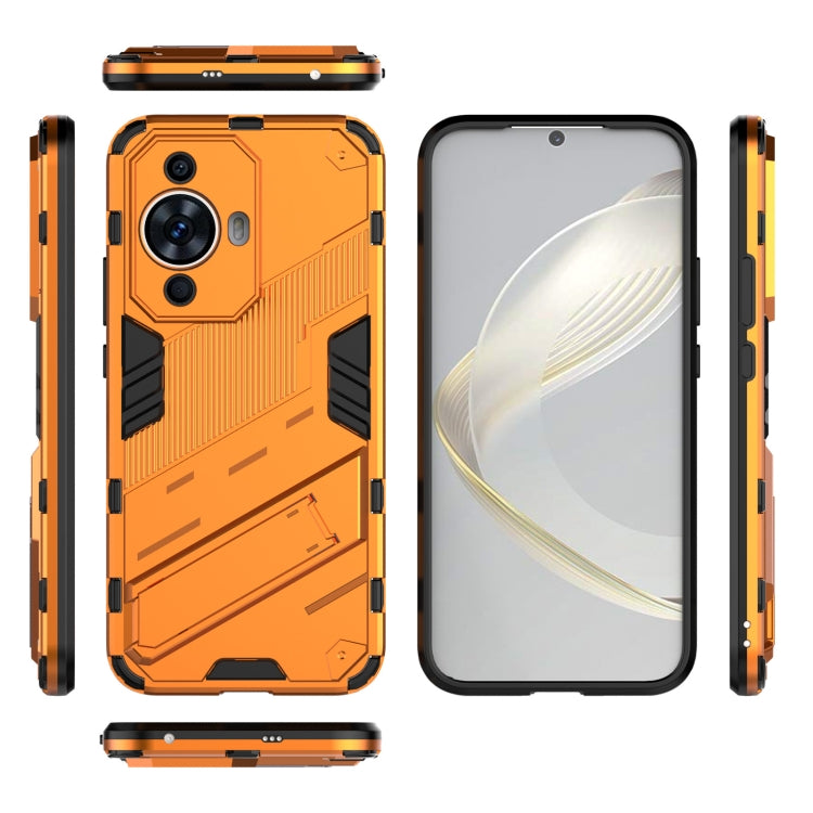 For Huawei nova 11 4G Punk Armor 2 in 1 PC + TPU Phone Case with Holder(Orange) - Huawei Cases by buy2fix | Online Shopping UK | buy2fix