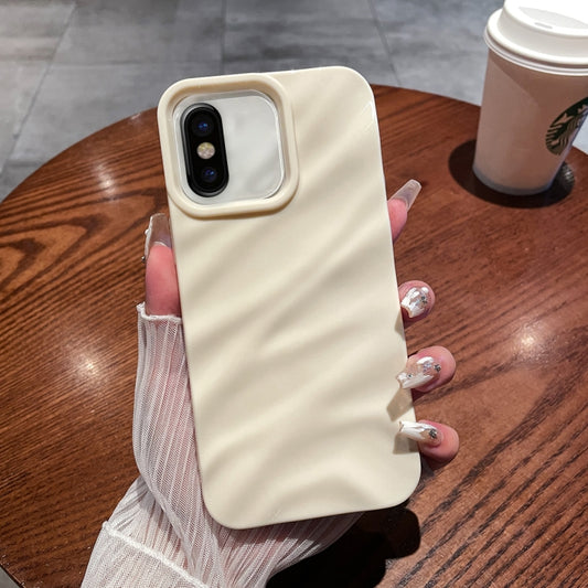 For iPhone X / XS Solid Color Wave Texture TPU Phone Case(Beige) - More iPhone Cases by buy2fix | Online Shopping UK | buy2fix