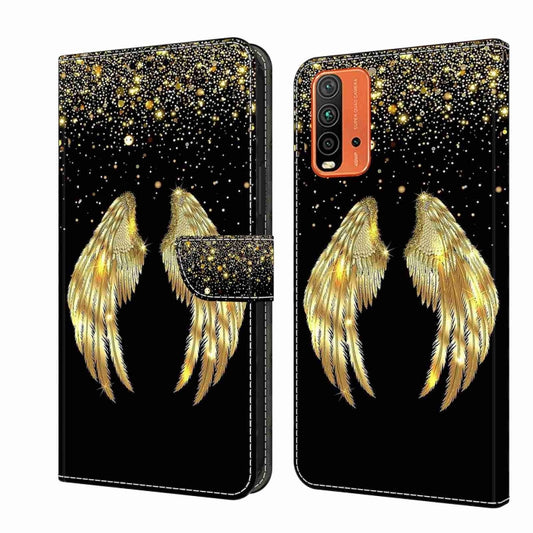 For Xiaomi Redmi 9T Crystal 3D Shockproof Protective Leather Phone Case(Golden Wings) - Xiaomi Cases by buy2fix | Online Shopping UK | buy2fix