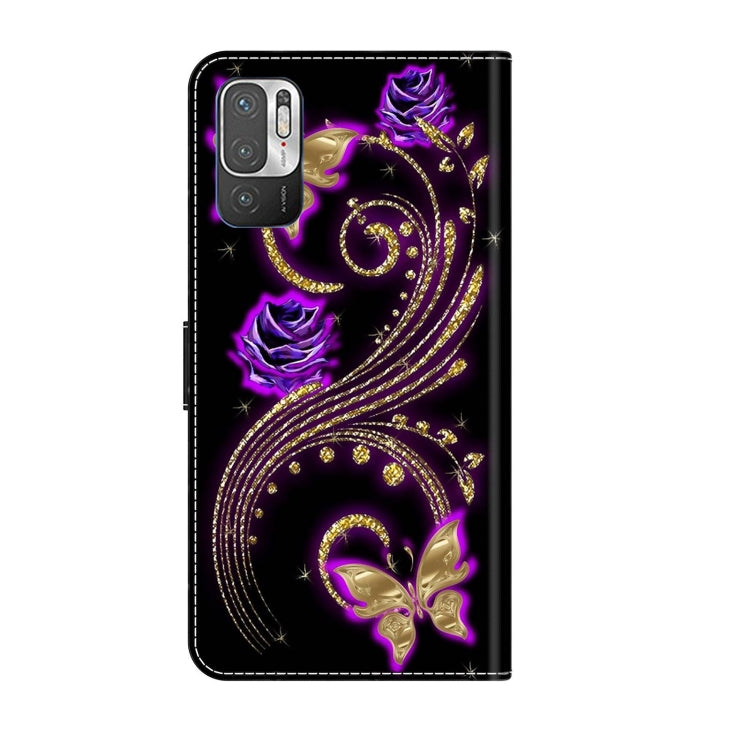 For Xiaomi Redmi Note 10 5G Crystal 3D Shockproof Protective Leather Phone Case(Purple Flower Butterfly) - Xiaomi Cases by buy2fix | Online Shopping UK | buy2fix