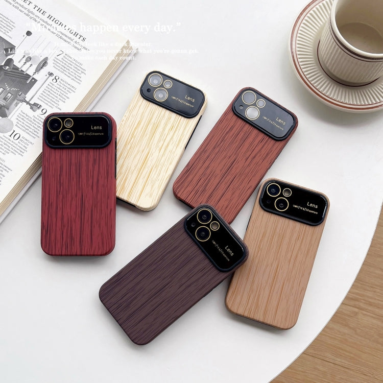 For iPhone 13 Pro Max Wood Grain TPU Phone Case with Lens Film(Red) - iPhone 13 Pro Max Cases by buy2fix | Online Shopping UK | buy2fix