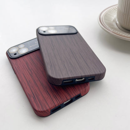 For iPhone 13 Wood Grain TPU Phone Case with Lens Film(Beige) - iPhone 13 Cases by buy2fix | Online Shopping UK | buy2fix