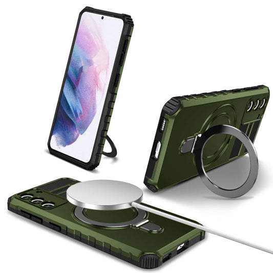 For Samsung Galaxy S21+ 5G MagSafe Magnetic Holder Phone Case(Green) - Galaxy S21+ 5G Cases by buy2fix | Online Shopping UK | buy2fix