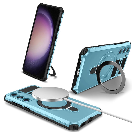 For Samsung Galaxy S23+ 5G MagSafe Magnetic Holder Phone Case(Light Blue) - Galaxy S23+ 5G Cases by buy2fix | Online Shopping UK | buy2fix