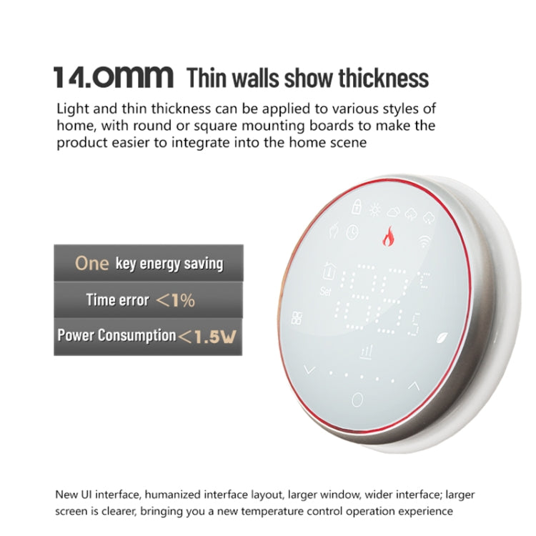 BHT-6001GALW 95-240V AC 5A Smart Round Thermostat Water Heating LED Thermostat With WiFi(Black) - Thermostat & Thermometer by buy2fix | Online Shopping UK | buy2fix