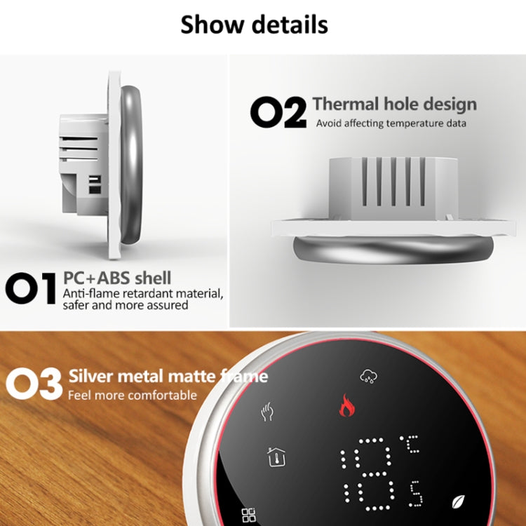 BHT-6001GBL 95-240V AC 16A Smart Round Thermostat Electric Heating LED Thermostat Without WiFi(Black) - Thermostat & Thermometer by buy2fix | Online Shopping UK | buy2fix