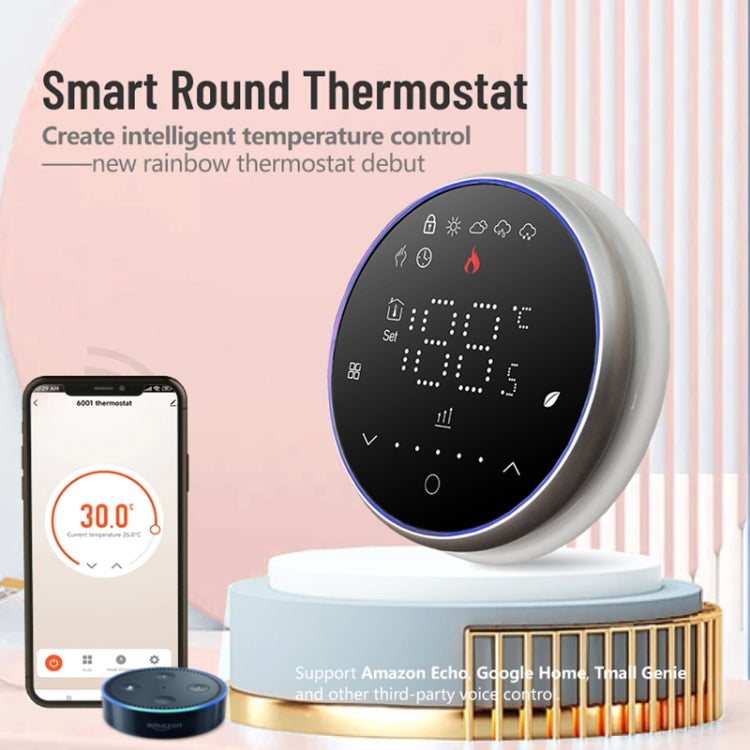 BHT-6001GCL 95-240V AC 5A Smart Round Thermostat Boiler Heating LED Thermostat Without WiFi(White) - Thermostat & Thermometer by buy2fix | Online Shopping UK | buy2fix