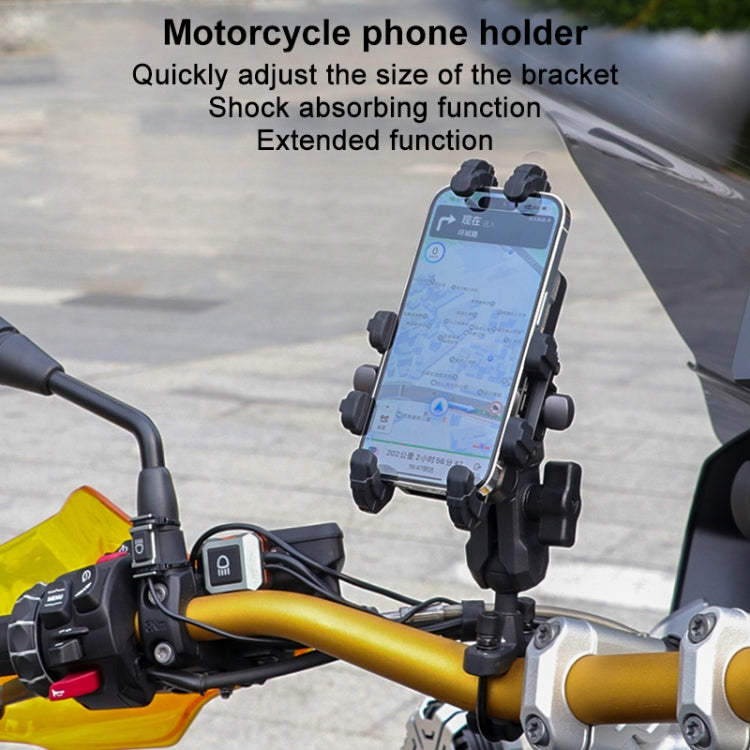 MOTOSLG Crab Motorcycle Phone Clamp Bracket O-Type Rear Mirror Mount with Anti-theft Lock(Black) - Holder by MOTOLSG | Online Shopping UK | buy2fix