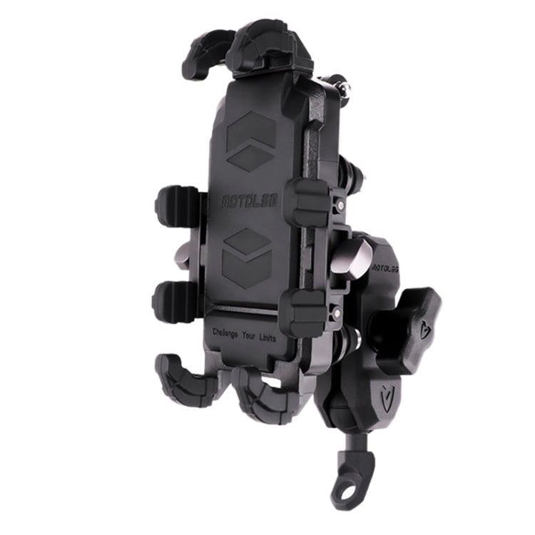 MOTOSLG Crab Motorcycle Phone Clamp Bracket L-Type Rear Mirror Mount(Black) - Holder by MOTOLSG | Online Shopping UK | buy2fix