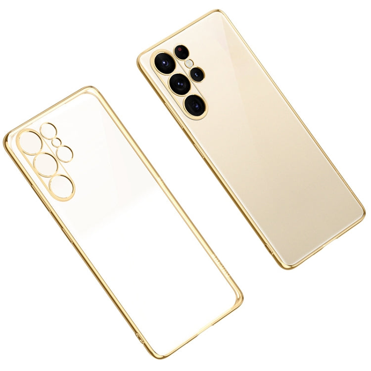 For Samsung Galaxy S23 Ultra 5G SULADA Shockproof Plating TPU Transparent Phone Case(Gold) - Galaxy S23 Ultra 5G Cases by SULADA | Online Shopping UK | buy2fix