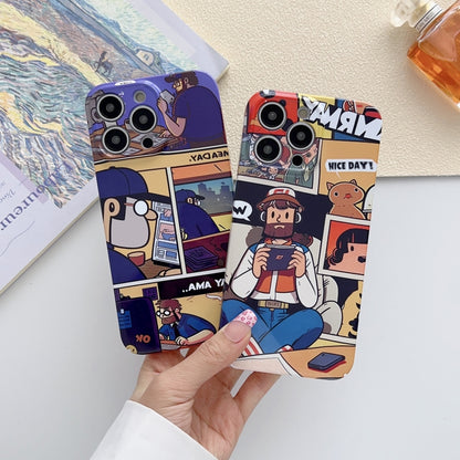 For iPhone 14 Pro Painted Pattern Precise Hole PC Phone Case(Orange Robot) - iPhone 14 Pro Cases by buy2fix | Online Shopping UK | buy2fix