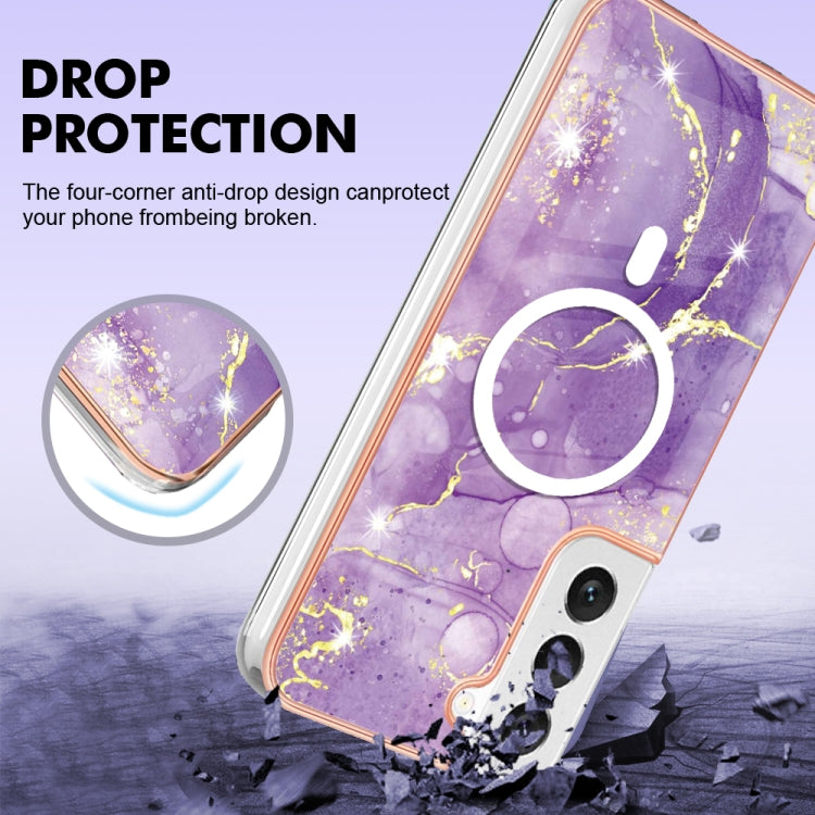 For Samsung Galaxy S23 5G Marble Pattern Dual-side IMD Magsafe TPU Phone Case(Purple 002) - Galaxy S23 5G Cases by buy2fix | Online Shopping UK | buy2fix