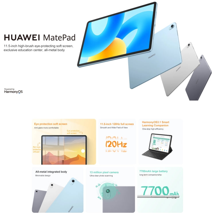 HUAWEI MatePad 11.5 inch 2023 WIFI, 8GB+256GB, HarmonyOS 3.1 Qualcomm Snapdragon 7 Gen 1 Octa Core, Not Support Google Play(Silver) - Huawei by Huawei | Online Shopping UK | buy2fix