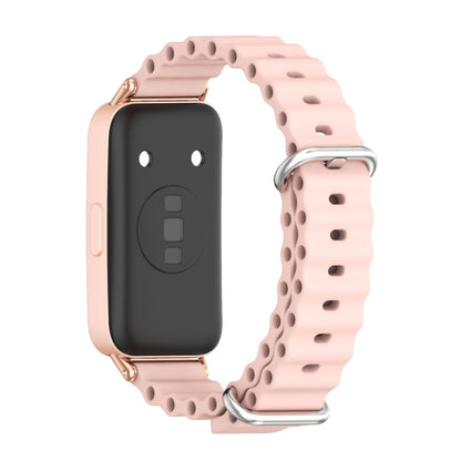 For Huawei Band 8 / 9 Mijobs Marine Silicone Breathable Watch Band(Pink+Rose Gold) - Watch Bands by MIJOBS | Online Shopping UK | buy2fix