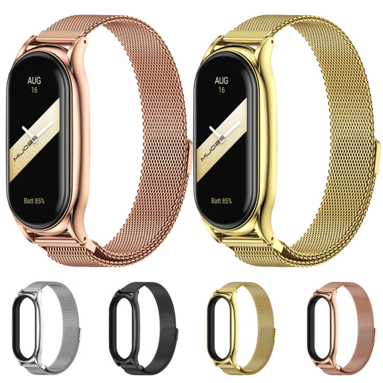 For Xiaomi Mi Band 8 Mijobs Plus Case Milan Magnetic Stainless Steel Watch Band(Rose Gold) - Watch Bands by MIJOBS | Online Shopping UK | buy2fix