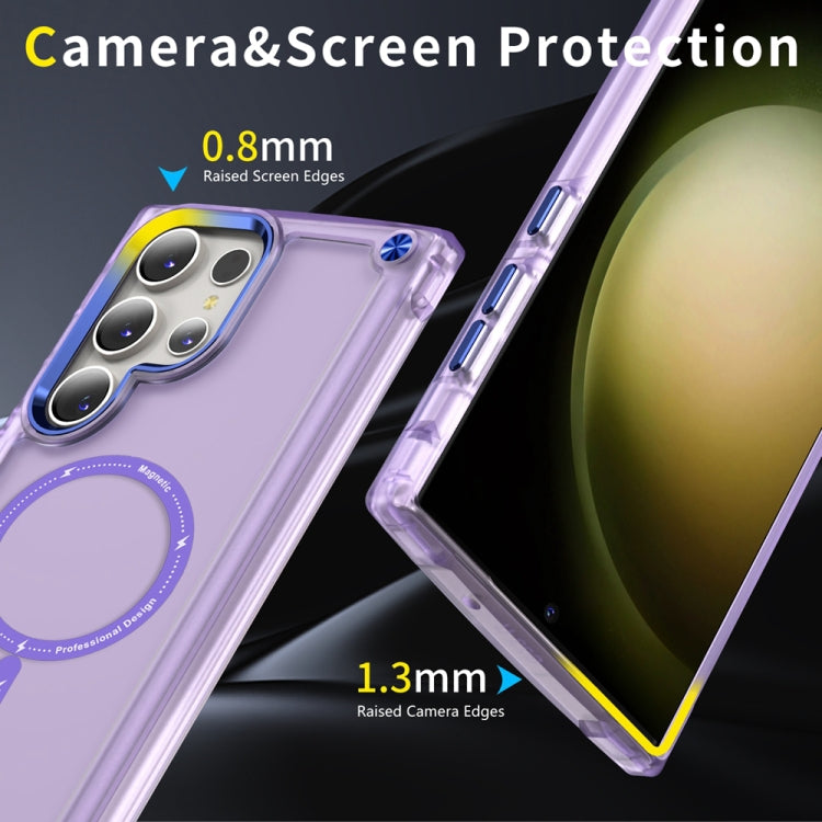 For Samsung Galaxy S22 Ultra 5G Skin Feel TPU + PC MagSafe Magnetic Phone Case(Transparent Purple) - Galaxy S22 Ultra 5G Cases by buy2fix | Online Shopping UK | buy2fix