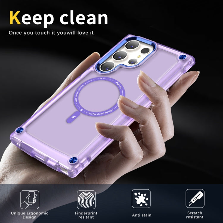 For Samsung Galaxy S22 Ultra 5G Skin Feel TPU + PC MagSafe Magnetic Phone Case(Transparent Purple) - Galaxy S22 Ultra 5G Cases by buy2fix | Online Shopping UK | buy2fix