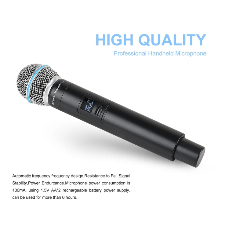 XTUGA A140-H Wireless Microphone System 4 Channel UHF Handheld Microphone(UK Plug) - Microphone by XTUGA | Online Shopping UK | buy2fix