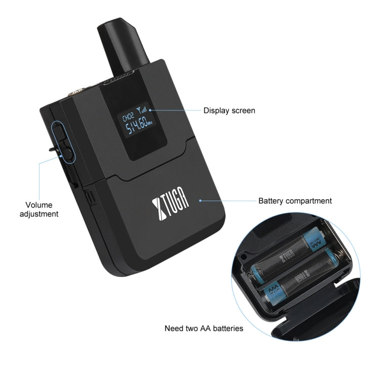 XTUGA A140-HB Wireless Microphone System 4 Channel Handheld Lavalier Headset Microphone(US Plug) - Microphone by XTUGA | Online Shopping UK | buy2fix