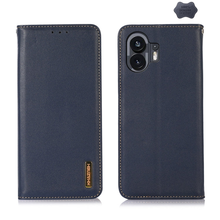 For Nothing Phone 2 KHAZNEH Nappa Top Layer Cowhide Leather Phone Case(Blue) - More Brand by buy2fix | Online Shopping UK | buy2fix