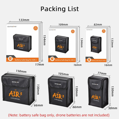 For DJI Air 3 Sunnylife Battery Explosion-proof Safe Bag Protective Li-Po Safe Bag For 2pcs Batteries - Carry Cases & Bags by Sunnylife | Online Shopping UK | buy2fix