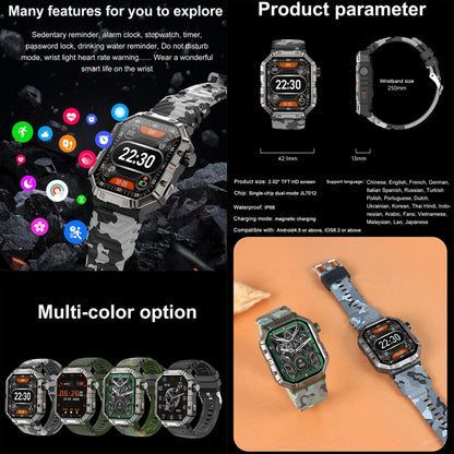 HAMTOD GW55 2.02 inch Screen IP68 Waterproof Smart Watch, Support Bluetooth Call / Heart Rate(Silver Frame) - Smart Watches by HAMTOD | Online Shopping UK | buy2fix
