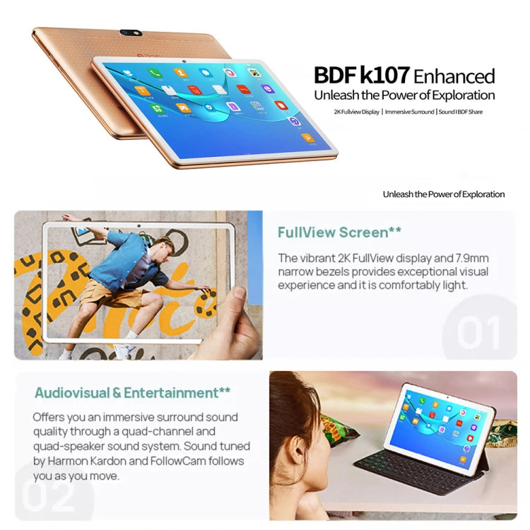 BDF K107 3G Phone Call Tablet PC 10.1 inch, 2GB+32GB, Android 9.0 MTK6735 Quad Core, Support Dual SIM, EU Plug(Black) - BDF by BDF | Online Shopping UK | buy2fix