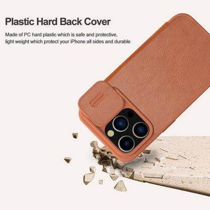 For iPhone 15 Pro NILLKIN QIN Series Pro Sliding Camera Cover Design Leather Phone Case(Brown) - iPhone 15 Pro Cases by NILLKIN | Online Shopping UK | buy2fix