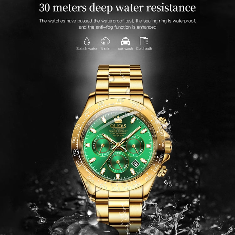 OLEVS 6638 Men Multifunctional Luminous Waterproof Mechanical Watch(Green) - Metal Strap Watches by OLEVS | Online Shopping UK | buy2fix