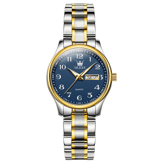OLEVS 5567 Women Steel Strap Waterproof Quartz Watch(Blue) - Metal Strap Watches by OLEVS | Online Shopping UK | buy2fix