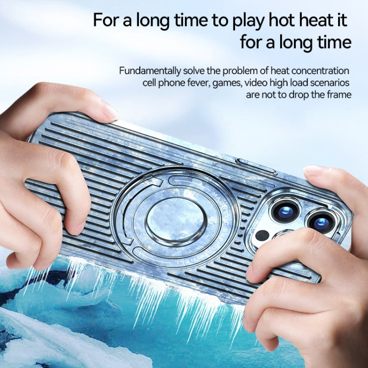 For iPhone 15 Cooling MagSafe Magnetic Ring Holder Phone Case(Blue) - iPhone 15 Pro Max Cases by buy2fix | Online Shopping UK | buy2fix