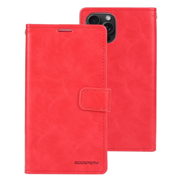 For iPhone 15 Pro Max GOOSPERY BLUE MOON Crazy Horse Texture Leather Phone Case(Red) - iPhone 15 Pro Max Cases by GOOSPERY | Online Shopping UK | buy2fix