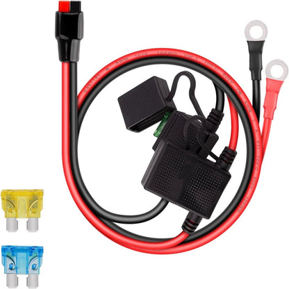 Dual Positive / Negative ATC Style Fuse Holder 10AWG Wire with Ring Terminals & 4 Connectors - DIY Cables by buy2fix | Online Shopping UK | buy2fix