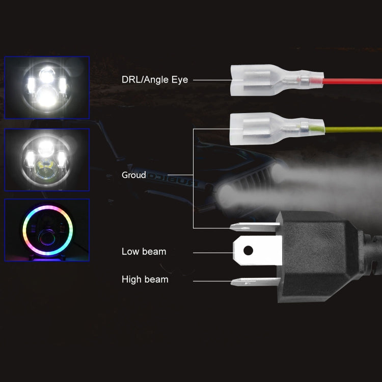 C0090 7 inch Car Colorful Round Angel Eye Headlight - Work Lights by buy2fix | Online Shopping UK | buy2fix