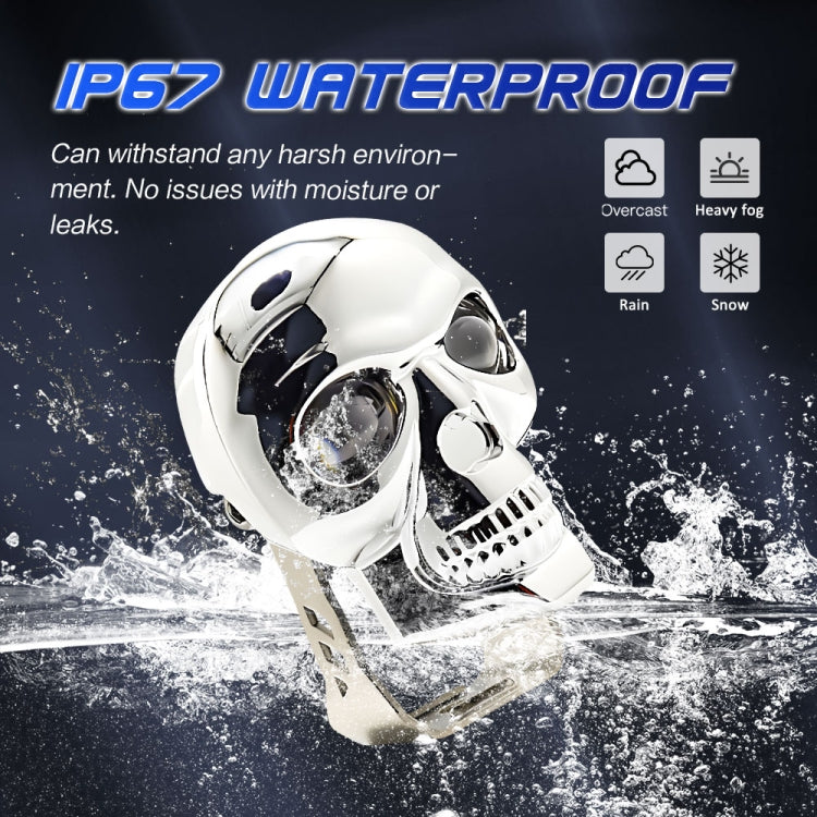 26W 3000LM Car Motorcycle IP68 Waterproof Skull Style Spotlight(Silver) - Headlights by buy2fix | Online Shopping UK | buy2fix