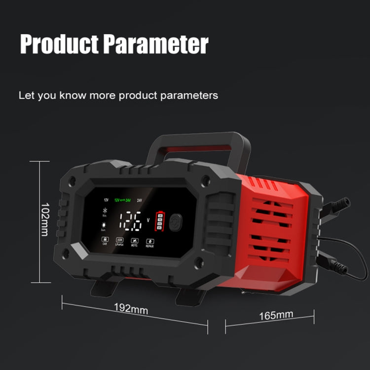 FOXSUR 12V / 24V 20A 300W Portable Motorcycle Car Smart Battery Charger(UK Plug) - Battery Charger by FOXSUR | Online Shopping UK | buy2fix