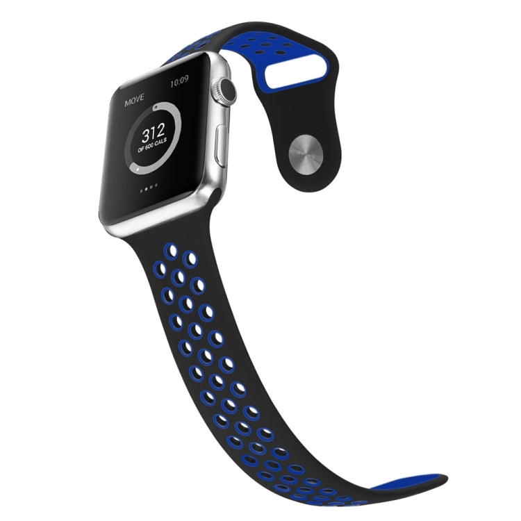 For Apple Watch Ultra 49mm / Series 8&7 45mm / SE 2&6&SE&5&4 44mm / 3&2&1 42mm Sport Silicone Watch Band Standard Edition(Black Blue) - Watch Bands by buy2fix | Online Shopping UK | buy2fix