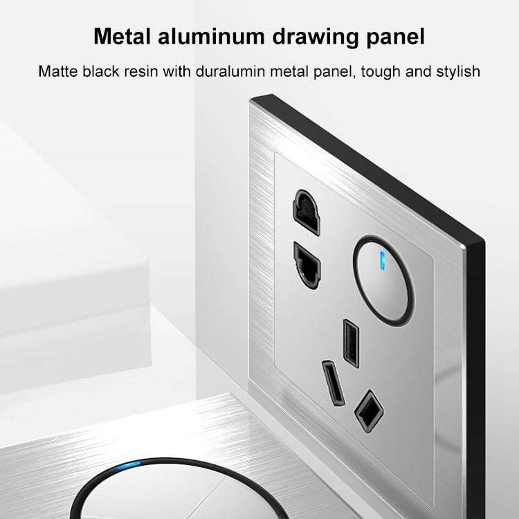 86mm Gray Aluminum Wire Drawing LED Switch Panel, Style:One Open Multiple Control - Consumer Electronics by buy2fix | Online Shopping UK | buy2fix