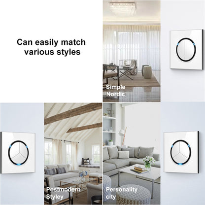 86mm Round LED Tempered Glass Switch Panel, White Round Glass, Style:Dual Computer Socket - Consumer Electronics by buy2fix | Online Shopping UK | buy2fix