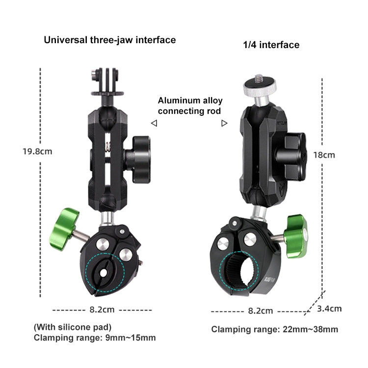 RUIGPRO Crab Clamp Action Camera Bracket Dual-Head Crab x 2 with Selfie Stick - Holder by RUIGPRO | Online Shopping UK | buy2fix