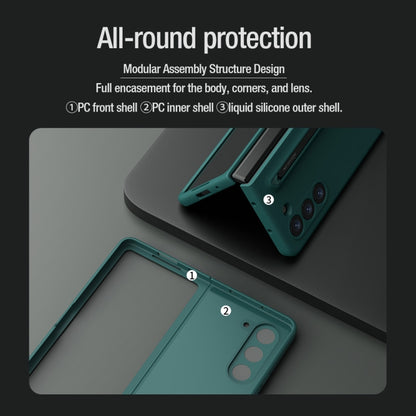 For Samsung Galaxy Z Fold5 NILLKIN Flex Pure PC + Liquid Silicone Phone Case with S Pen(Green) - Galaxy Z Fold5 Cases by NILLKIN | Online Shopping UK | buy2fix