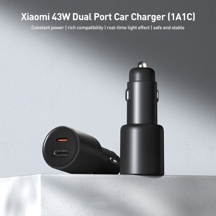 Original Xiaomi 43W Dual Ports USB + USB-C / Type-C Car Charger 1A1C(Black) - Car Charger by Xiaomi | Online Shopping UK | buy2fix