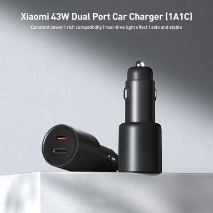 Original Xiaomi 43W Dual Ports USB + USB-C / Type-C Car Charger 1A1C(Black) - Car Charger by Xiaomi | Online Shopping UK | buy2fix