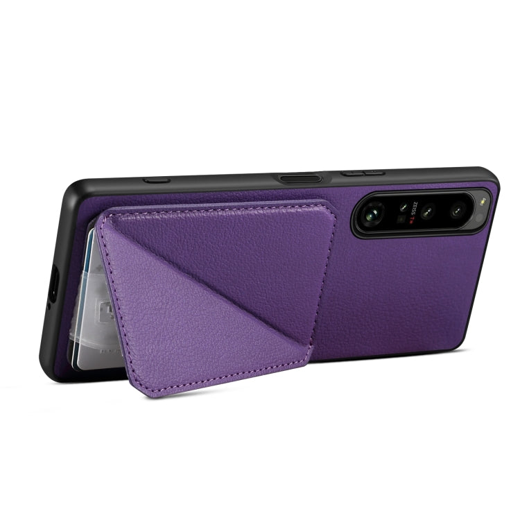 For Sony Xperia 10 IV Denior Imitation Calf Leather Back Phone Case with Holder(Purple) - Sony Cases by Denior | Online Shopping UK | buy2fix