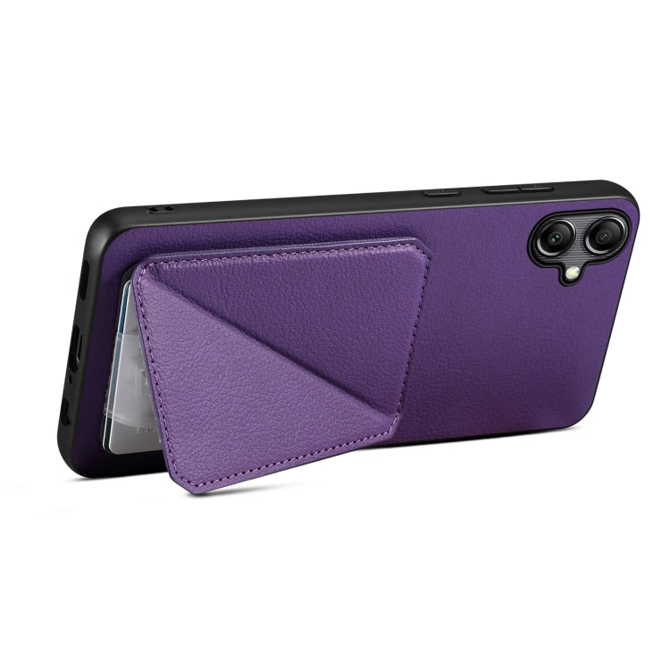 For Samsung Galaxy S23 FE 5G Denior Imitation Calf Leather Back Phone Case with Holder(Purple) - Galaxy S23 FE 5G Cases by Denior | Online Shopping UK | buy2fix