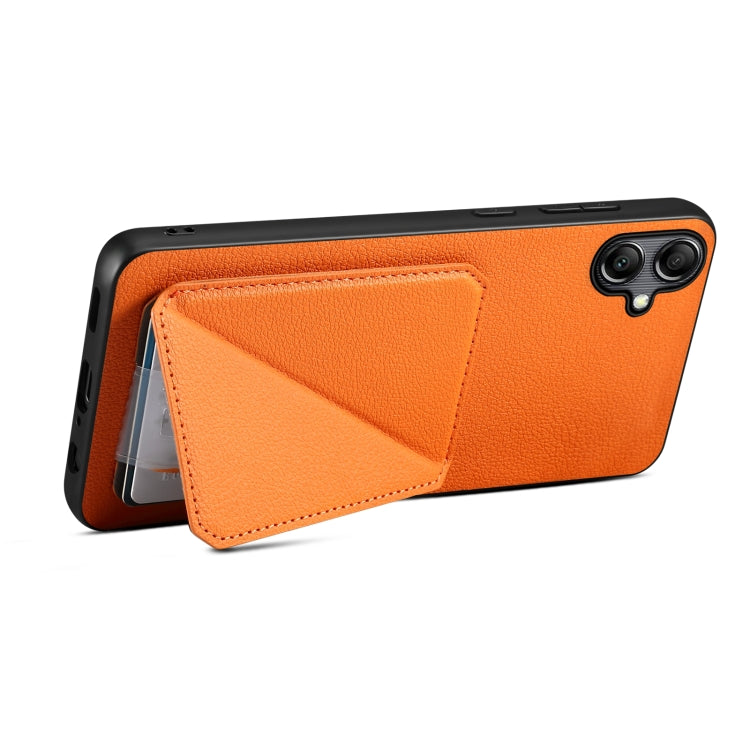 For Samsung Galaxy S23+ 5G Denior Imitation Calf Leather Back Phone Case with Holder(Orange) - Galaxy S23+ 5G Cases by Denior | Online Shopping UK | buy2fix